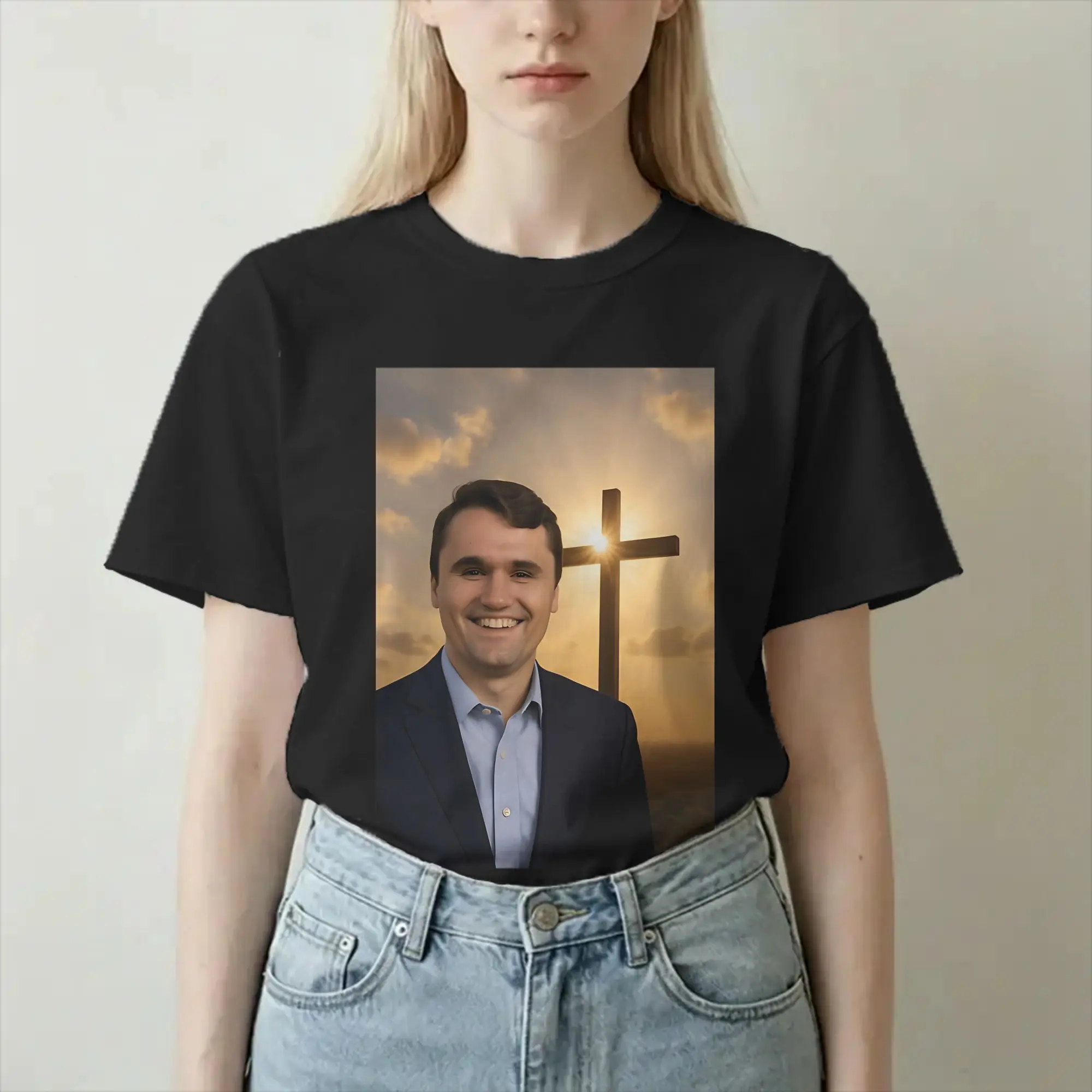T-Shirt Charlie Kirk humoristique en pur coton pour hommes et femmes, T-shirt à manches courtes, T-shirt Angelic Advocate, col rond, vêtements imprimés