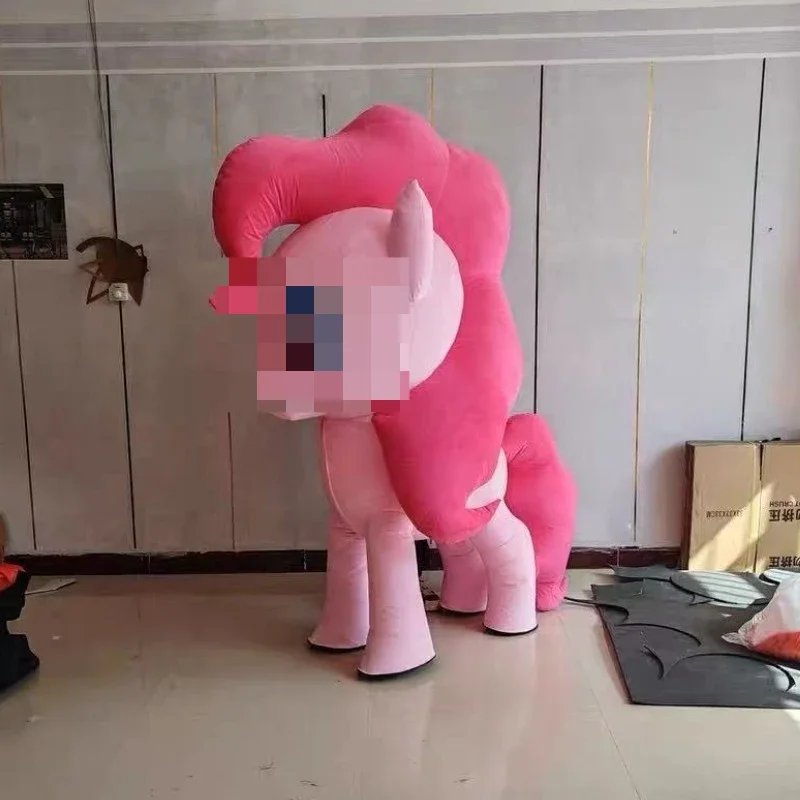 الأبيض نفخ يونيكورن زي الحصان زي التميمة موكب جودة أعياد الميلاد للكبار الحيوان حفلة الهالوين لا بطارية