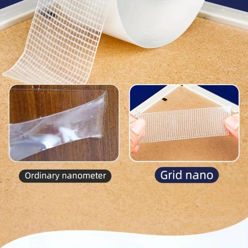 5m Nano Double-Sided Adhesive Tape - Ultra-Strong adhesion， Clear, Removable & Waterproof - Heavy-Duty, Extra Sticky Strip for E