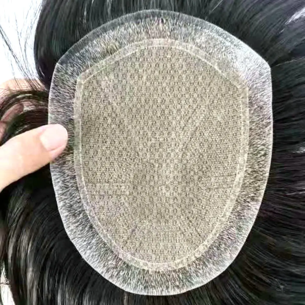 

Hstonir Injection Around With Silk Base 6x8" Chinese Remy Hair Toupee Men Straight Natural Color Hair System One Piece Wig H054