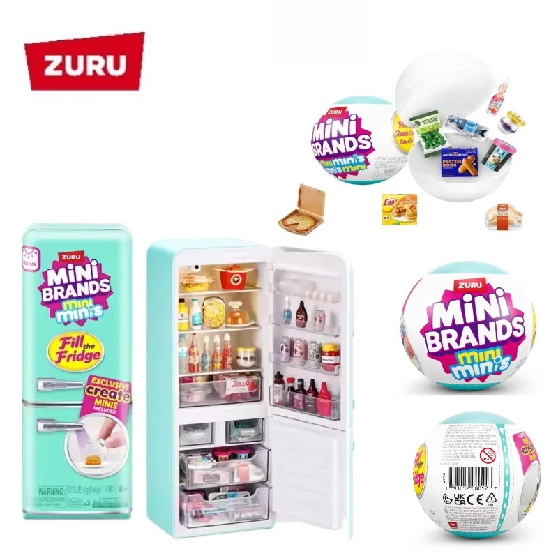 ZURU Mini Fridge Set Role-Playing Mini Fridge Food Blind Box Ball Simulation Toy Children Girls Gift Surprise Box Blind Bag Toys