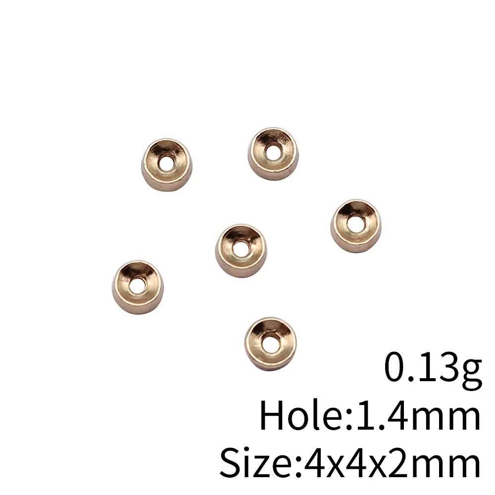 WYSIWYG 100pcs Rhodium Color & KC Gold Color 4x4x2mm/6x6x2.7mm/8x8x2.8mm Round Small Hole Beads Spacer Beads For Jewelry Making