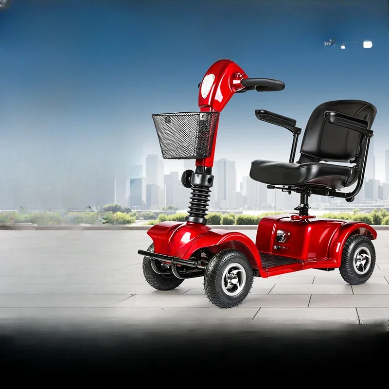 

Walking cart four-wheel electric wheelchair elderly disabled old lady anti-fall folding