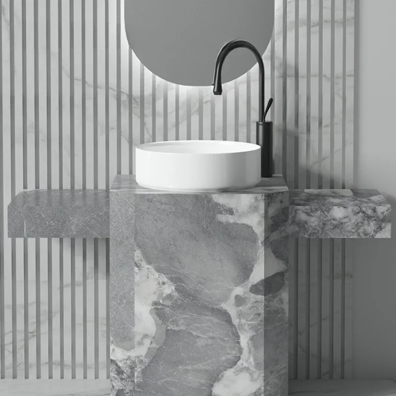 

Slate column basin extended edge combination floor-to-ceiling washbasin balcony bathroom washstand