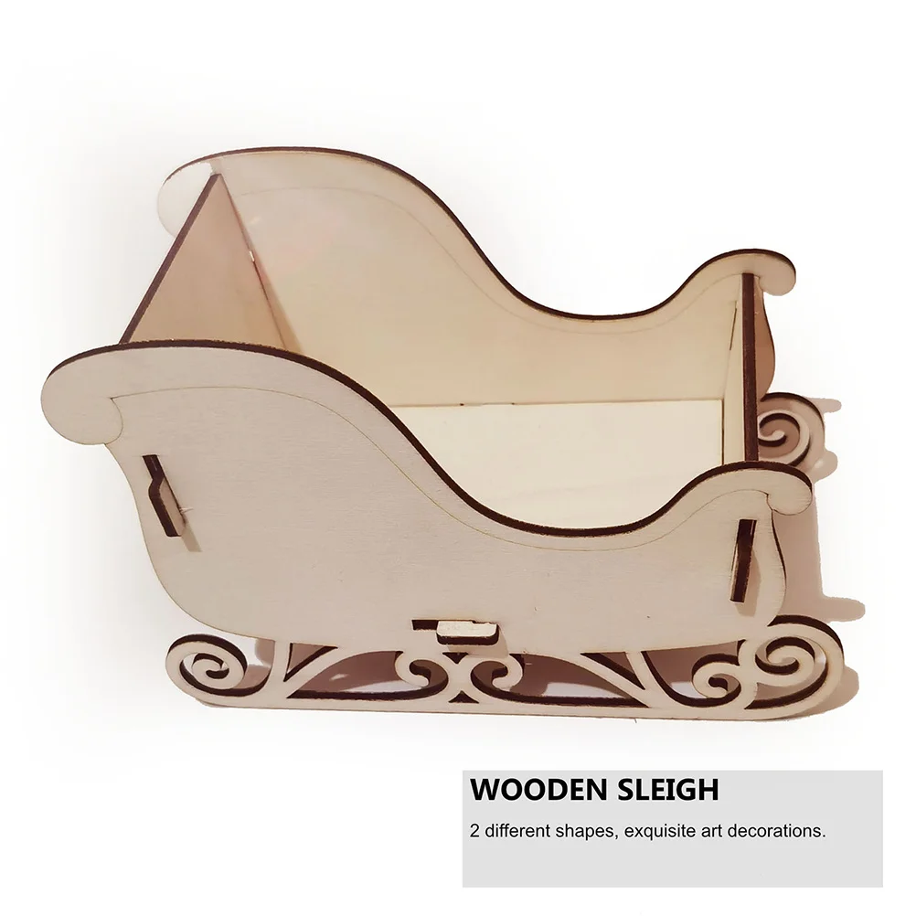 

1 Set Christmas Snow Sleigh Decoration Unfinished Wooden Diy Kit For Home Party Kids Painting Craft Ornament Desktop Sleigh