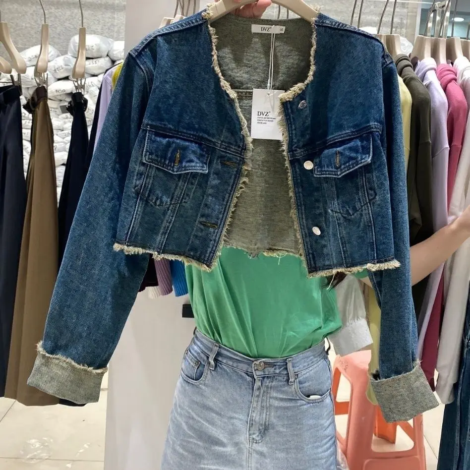 Nuovo abito in denim retrò moda autunnale 2025 versione coreana straniera giacca corta sottile versione europea set da due pezzi