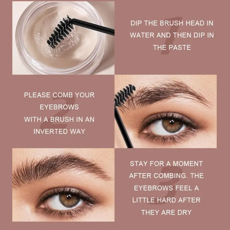 ワイルドアイブロウスタイリングクリーム防水眉毛整形ジェル石鹸ワックスクリア眉毛クリームティント眉リフトブラシ付き化粧品