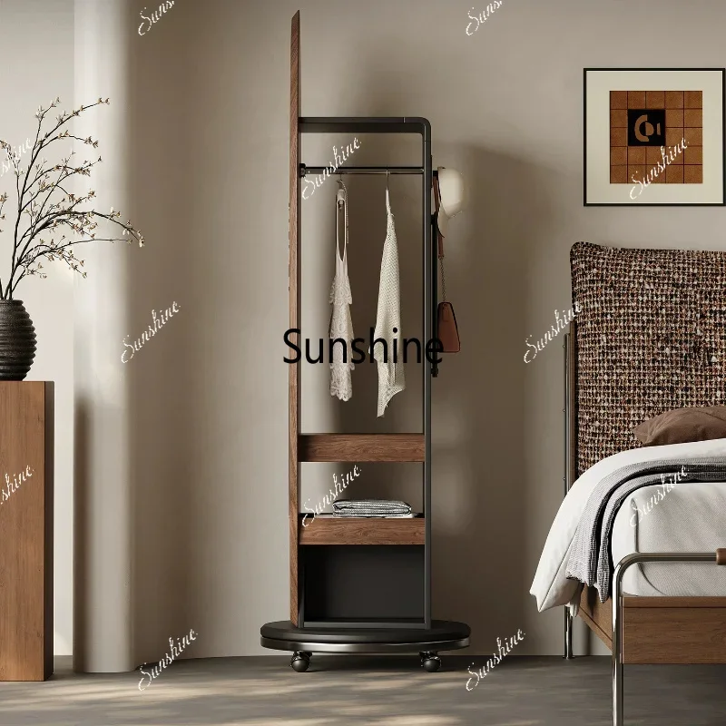 Medieval full-length mirror integrated coat rack movable bedroom rotating hangerTJ