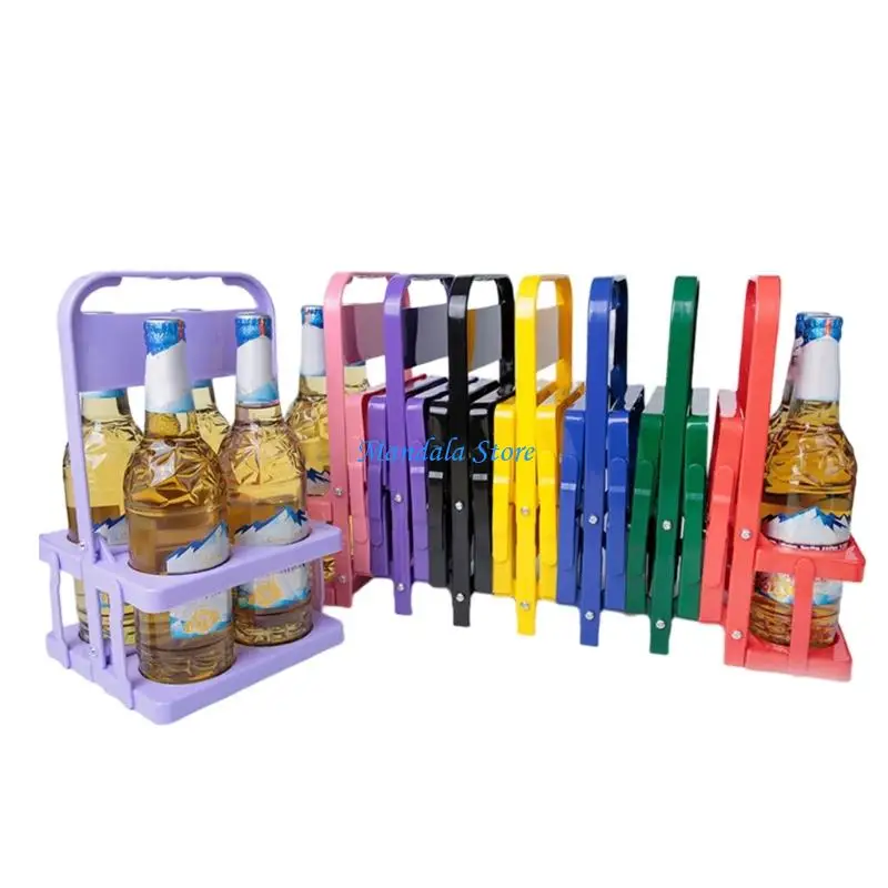 

U2JC Effective Foldable Beer Holder 4 Bottle Capacity Durable Plastic Construction Beverage Holder For Outdoors Adventure