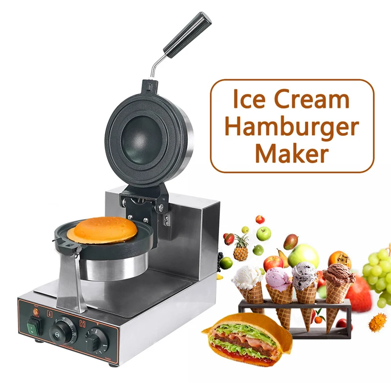 

UFO Hamburger Cake Maker Burger Machine Electric Ice Cream Waffle Machine 110V Gelato Panini Press Semlor Paczki Krapfen Baker