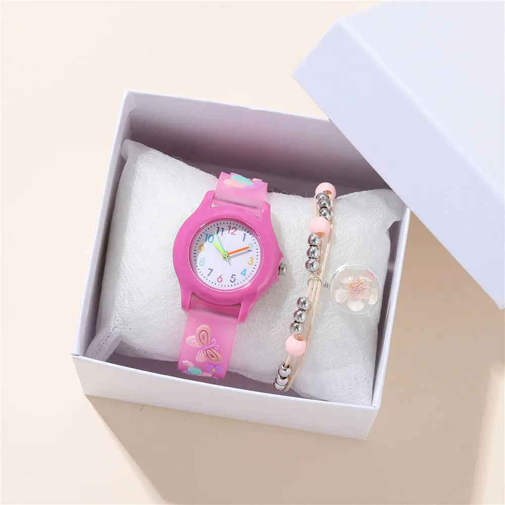 New Fashion Butterfly 3D Pattern Children's Watch Student Regular Daily Study Watch Girls Gift