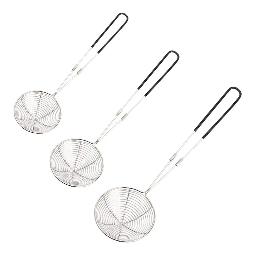 3 Sizes Stainless Steel Spider Strainer Skimmer Spoon Long Handle Wire Skimmer Ladle for Kitchen Frying and Cooking Tool