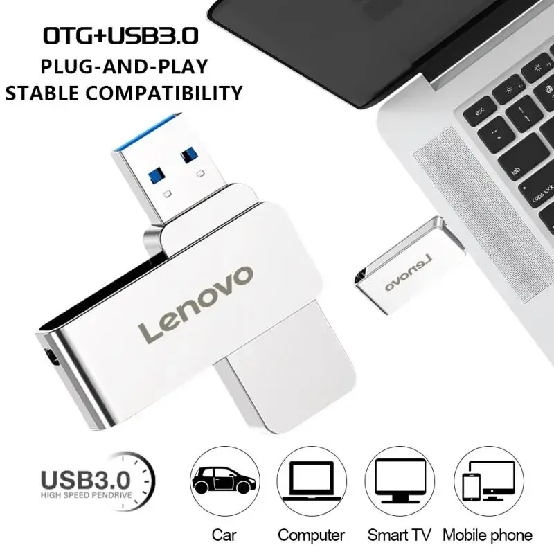 Lenovo USB Flash Drive 64TB USB 3.0 Interface Real Capacity 16TB Pen Drive High Speed Flash Disk 520mb/s USB Memory For Laptop