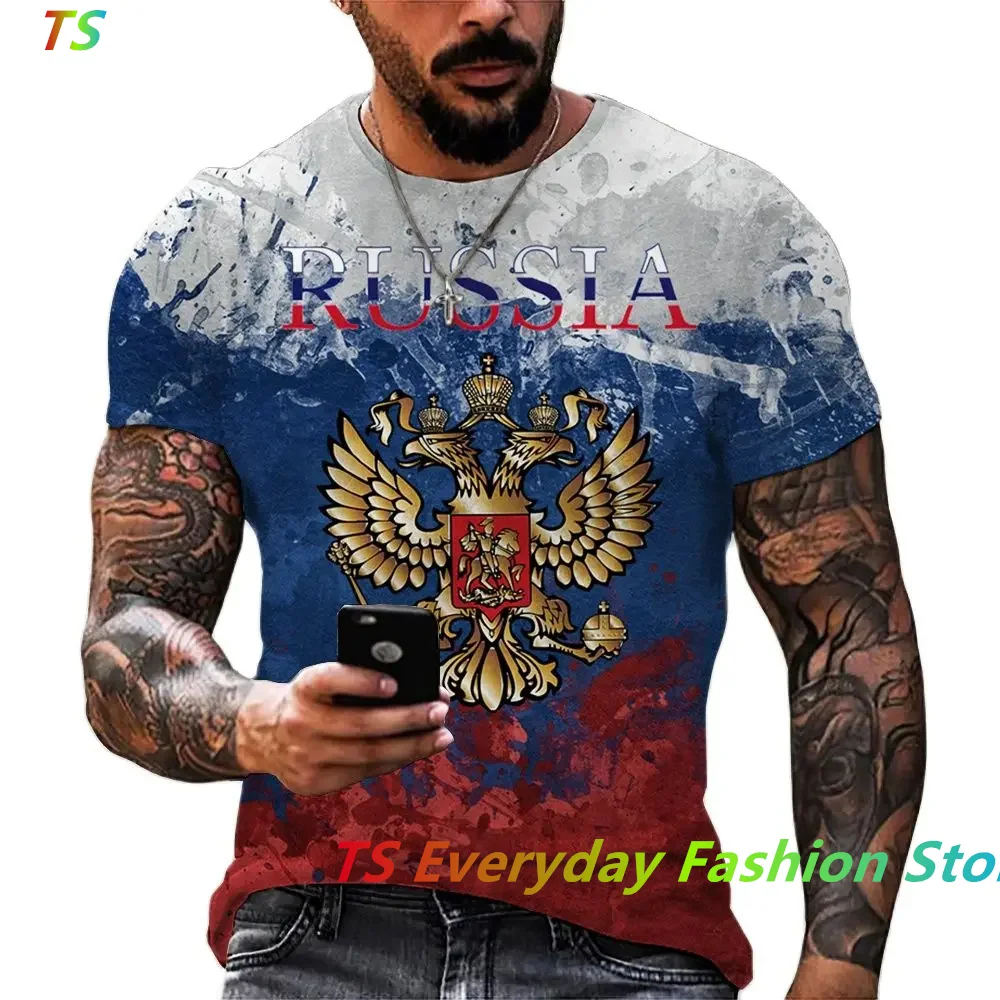 3d Print New Fashion Russia Flag Men\'S Russia Bear T-Shirt Short Sleeve Men\'S Clothing Streetwear Oversized Top РУССКАЯ ФУТБОЛКА