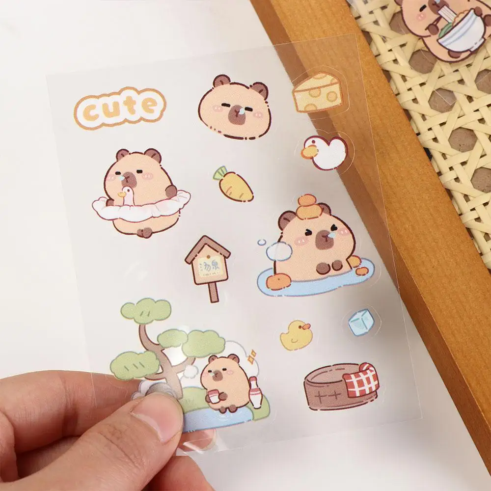 5pcs Funny Orange Capybara Stickers Capybara Kawaii Swimming Capibara Stickers DIY Tomato Cartoon Kapibara Stickers Hand Ledger