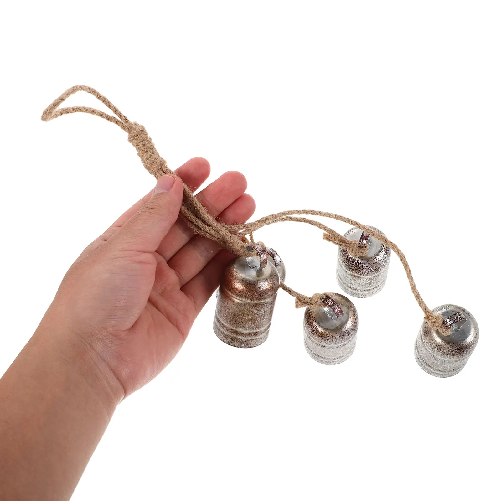 

Rustic 5-Bell Hanging Cluster Christmas Metal Jingle Vintage Bronze Outdoor Wind Chimes Garden Patio Porch Vintage Rustic Bells