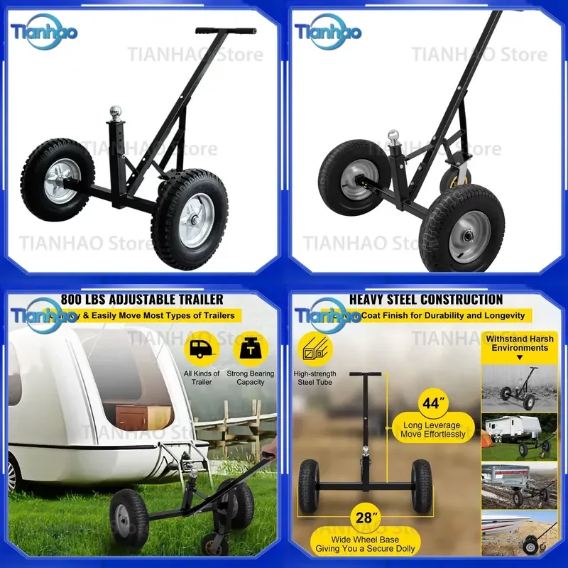 Carbon Steel Trailer Mover Dolly for Moving Car RV Boat Kayak with Adjustable Hitch Ball Height Utility Trailer Mover