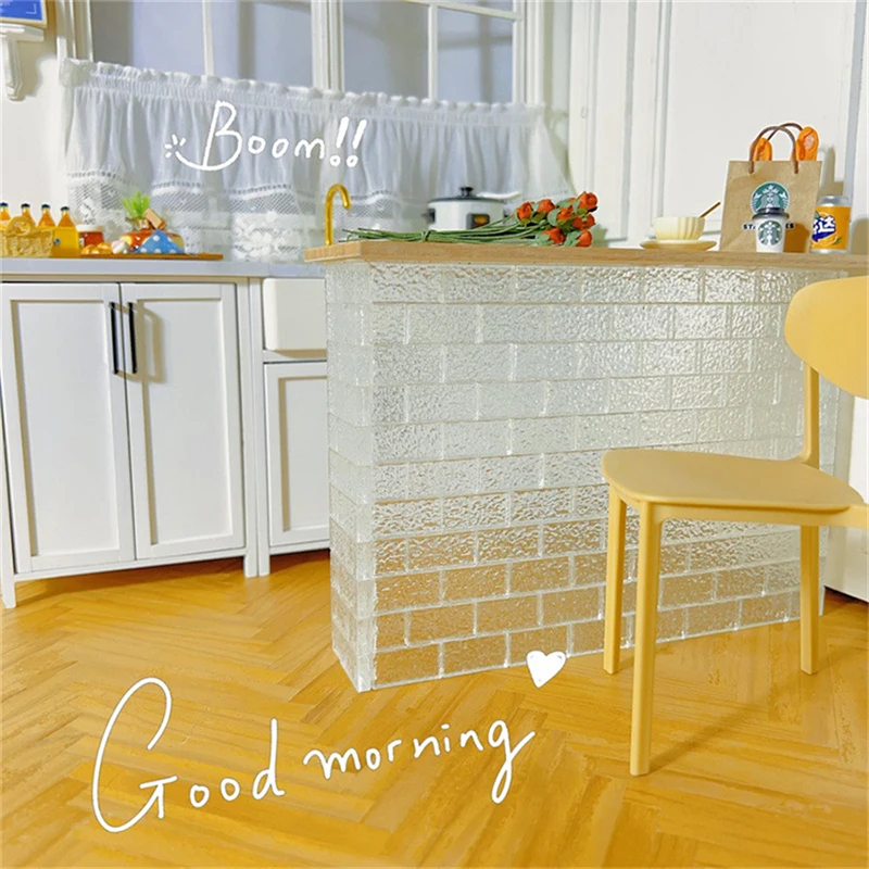 20 Stücke Puppenhaus Mini Kristallklare Ziegel Wasser Welligkeit Kristallglas Ziegel Modell Puppenhaus Micro Szene Bau Requisiten