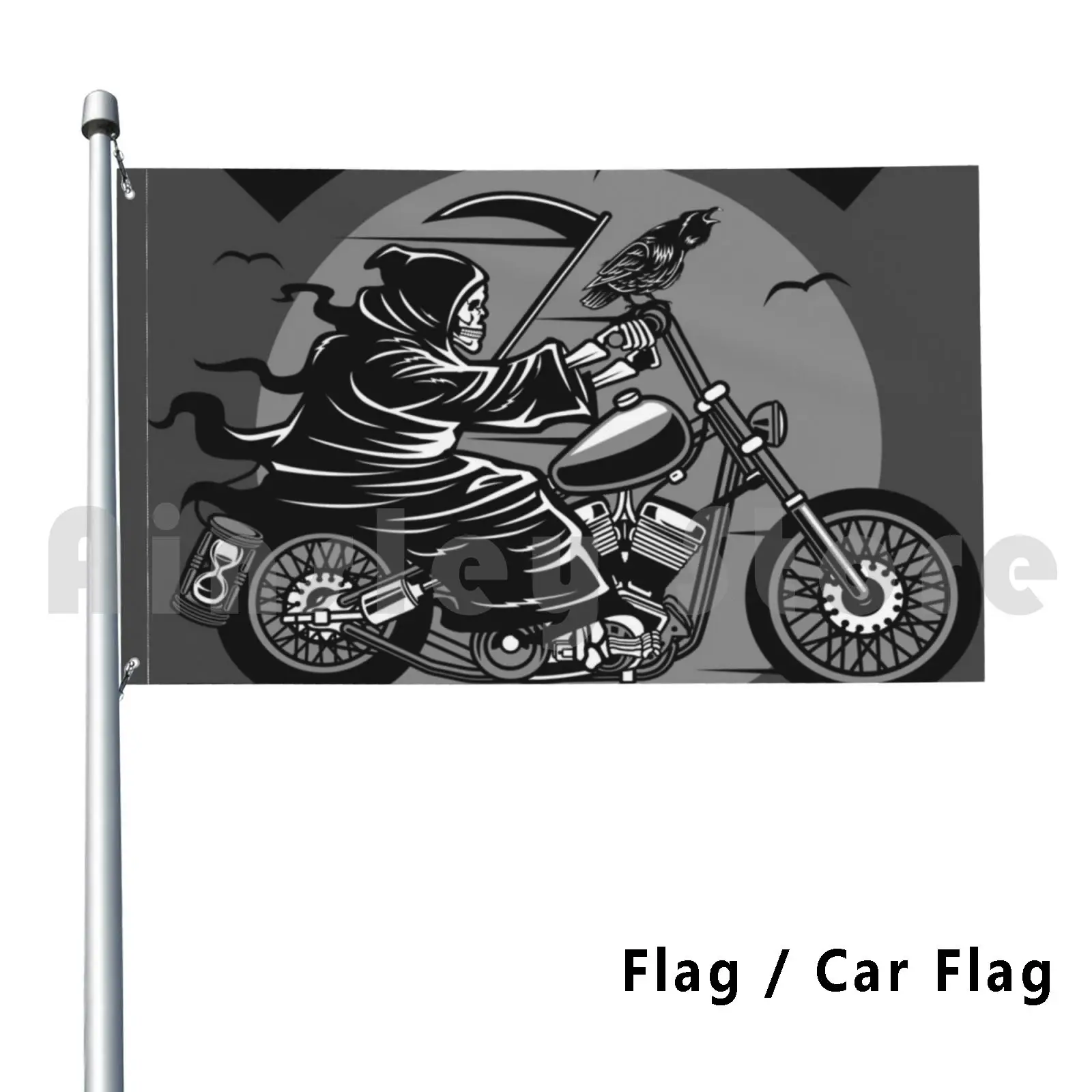 Death Motorcycle Club-Poster Outdoor Decor Flag Car Flag Rocker Biker Racing Bearded Hipster Moustache