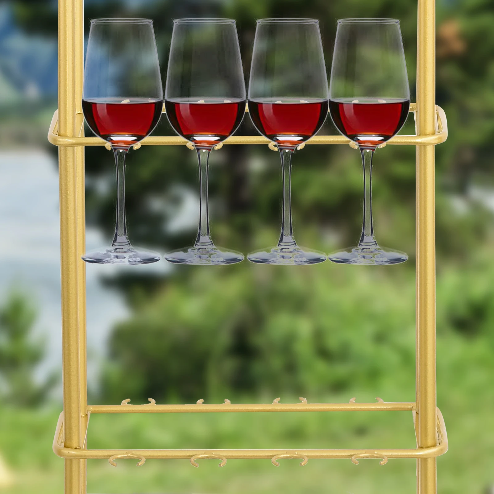 Champagne Wall Holder,Metal Champagne Wall Stand,Modern Wine Glass Rack Champagne Tower(Golden)