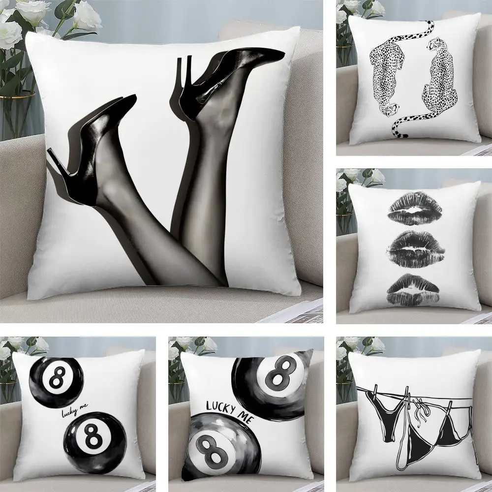 

Billiards 8 girl fashion Cushion Cover Short plush Double-sided Print Square Throw Pillow Covers Sofa Home Cushion Decor