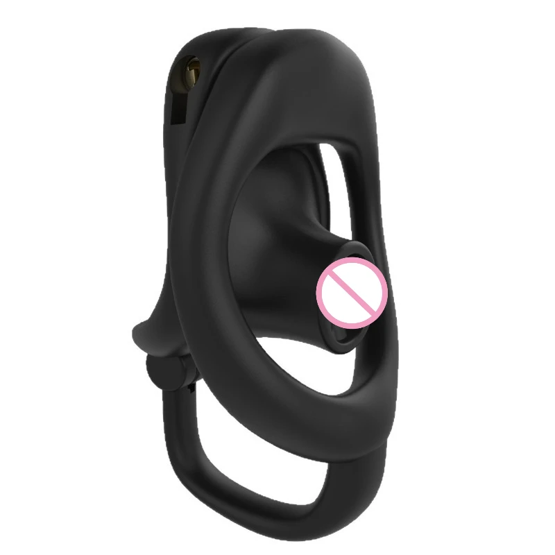 Chastity Lock Cock Cage 3D Invisible Lock with 4 Arc Ring Testicle Chastity Belt BDSM Toy Hentai Bondage SexToy for Man 18+