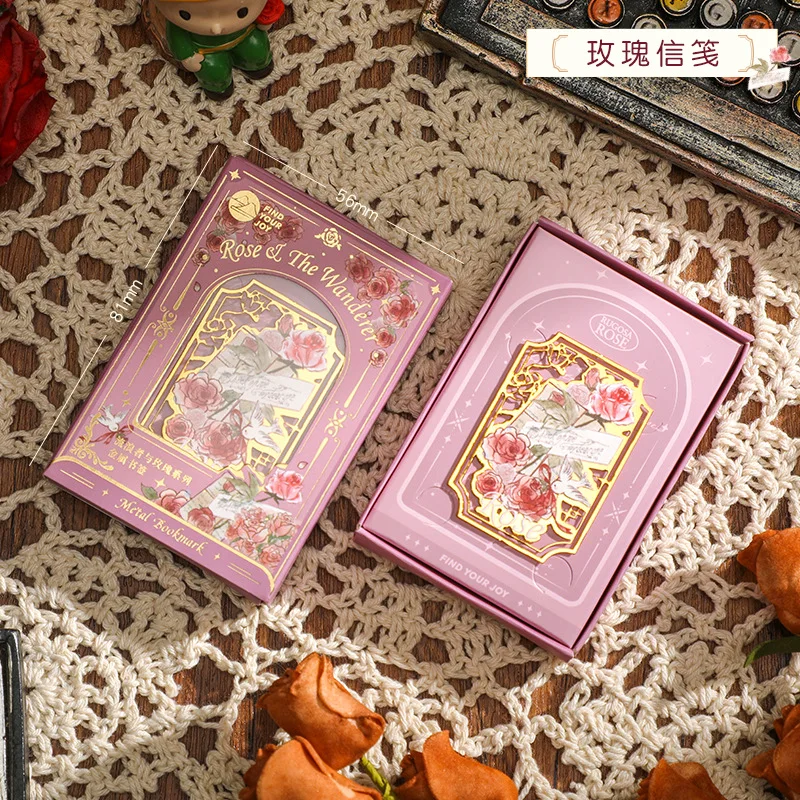 خمر رائعة روز المعادن المرجعية الجوف خارج الفن الزهور دبابيس ورق القراءة علامة ديكور صفحة حامل الطلاب المعلمين هدية #6