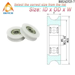 4pcs 625ZZ Coated POM U Groove Bearing Roller 5x25x7 BSU62525-7 OD 25mm Line Lifting Wheel 5*22*7 Door Window Plastic Pulley