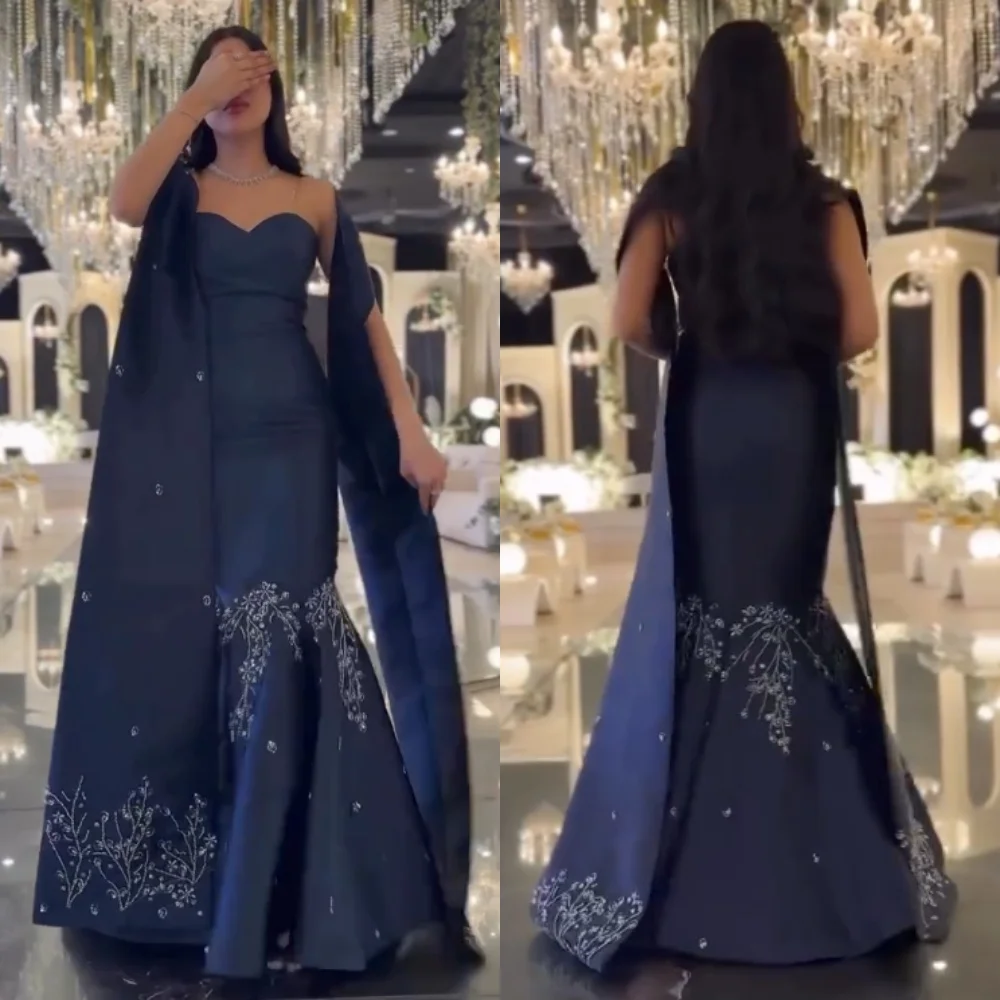 

Customized Charmeuse Sparkle Sweetheart Neck Mermaid Long Dresses Bespoke Occasion Formal Evening Party Gown Exquisite