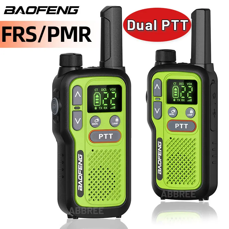 2PCS Baofeng BF-T18 Mini Walkie Talkie Long Range PMR FRS Dual PTT Two Way Radio Type-C Charger NOAA Service For Trip Camping
