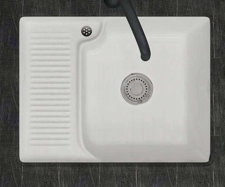 2026 Hot Sale  Ceramic laundry basin with rubbing board laundry sink sink rectangular balcony under the counter basin laundry