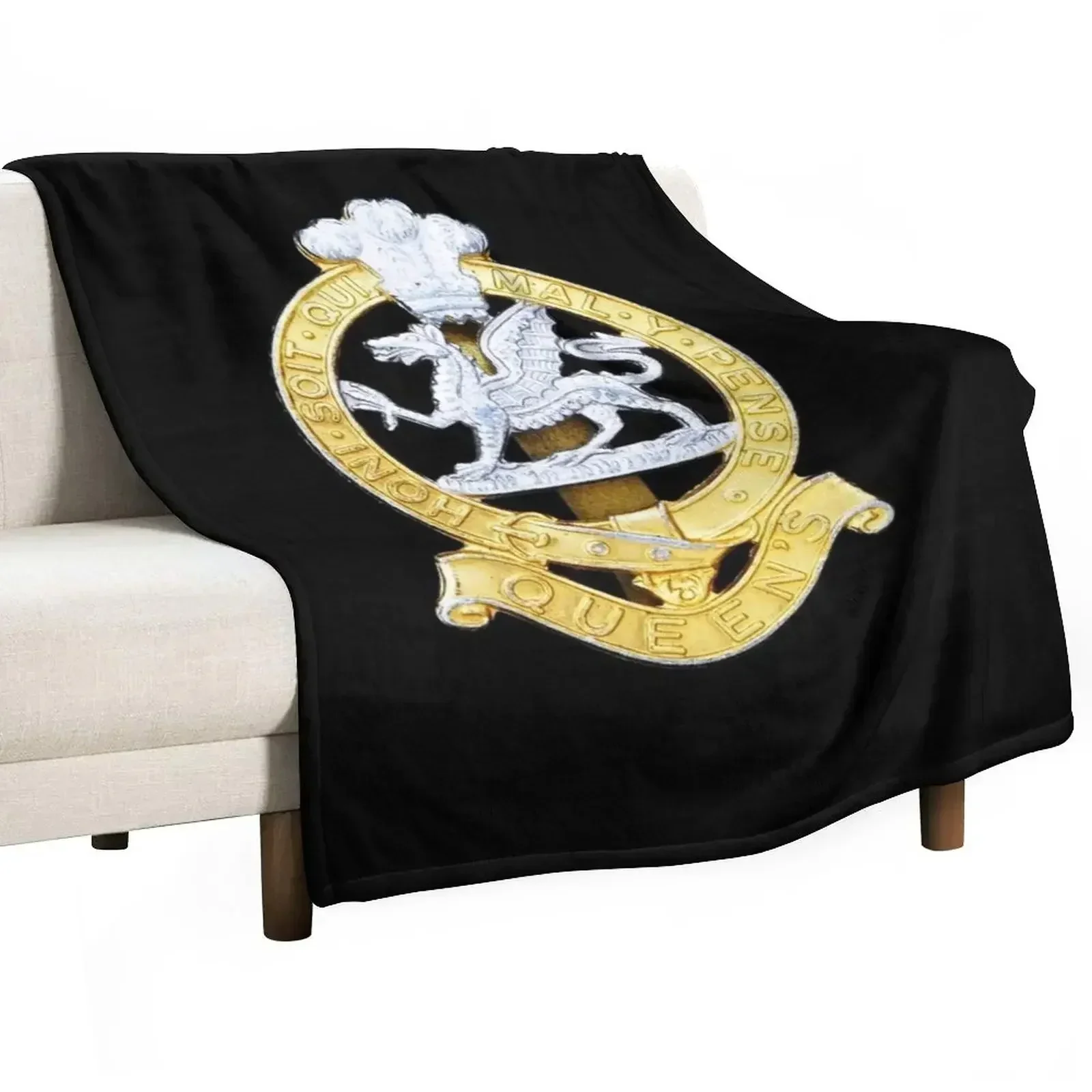 Queens Regiment Cap Badge Throw Blanket Flannel Fabric for sofa Warm Bed covers Soft Big valentine gift ideas Blankets