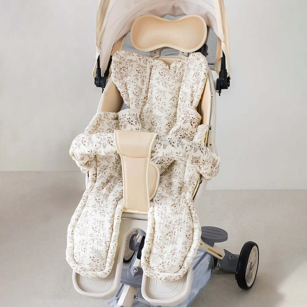 1Pc Baby Stroller Seat Cushion, Double-Sided Use - Backside 3D Bean Velvet Ultra Soft, Thickened for Winter Warmth, Cute and Adorable Print Pattern, Washable and Colorfast, Baby Stroller Recliner Cushion - Perfect Baby Stroller Seat Cushion for Baby Outings, Perfect Baby Shower Gift.