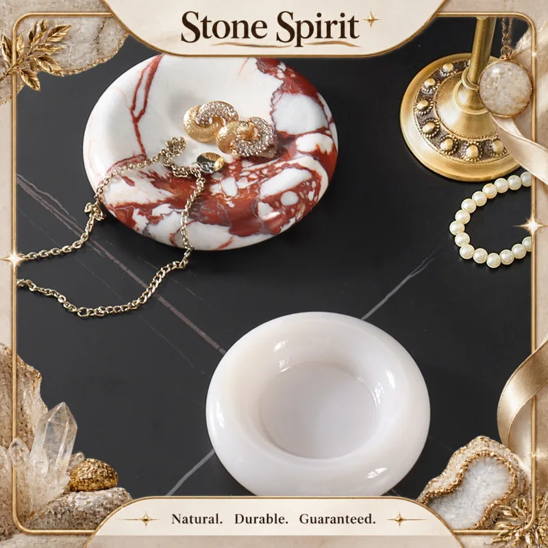 100% Natural Onyx Jewelry Storage Tray for Christmas Home Room Decor Decoration Surface Polish Decorative Doughnut Ornament