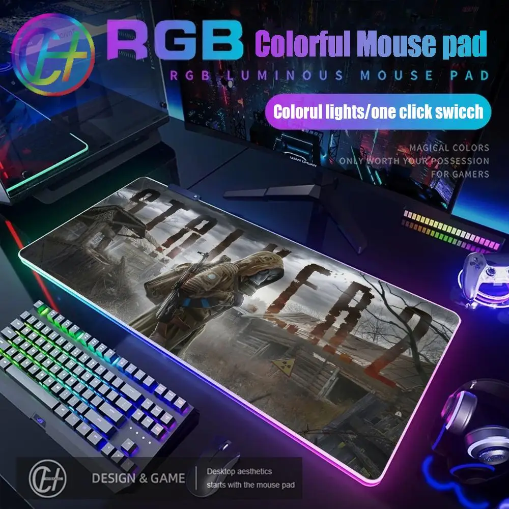 

Stalker 2 Gaming RGB Mouse Pad Large Rug For Xxl PC Gamer Desktop Decoration Office Glowing Mousepad Antislip Backlight Desk Mat