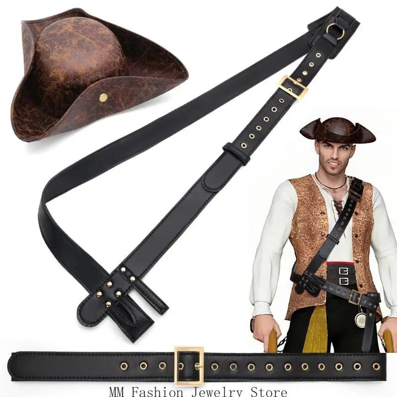 D0UB Lịch Sử Cướp Biển Vai Trò Chơi Bộ Trang Phục Bộ 3 Dây Đai Và Mũ Có Thể Điều Chỉnh Phụ Kiện Trang Phục Cho Sự Kiện Theo Chủ