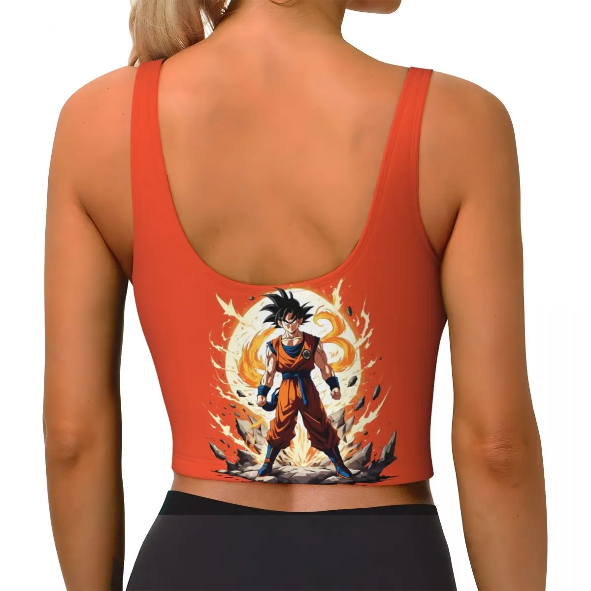 Custom High Impact Son Goku D-Dragon B-Ball Z Sports Bra Women's Fiction Animation Gym Workout Yoga Crop Top view 3
