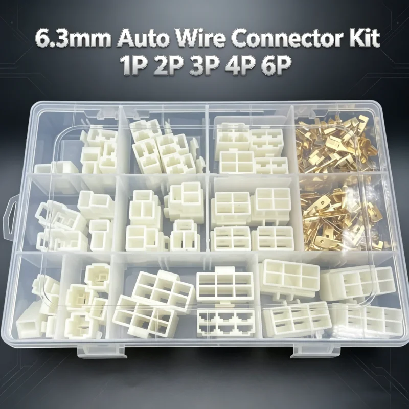 6.3mm Auto Wire Connector Kit 1P 2P 3P 4P 6P Male Female Plug Socket High Current Automotive Wiring Terminal Connectors Assortme