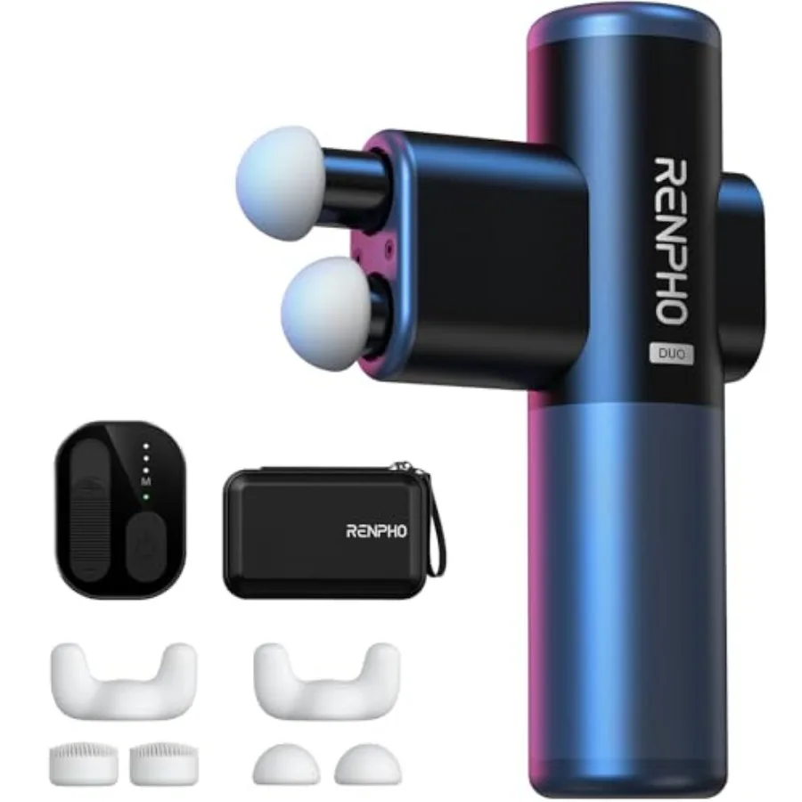 

Mini Massage Gun with Double Heads Deep Tissue Percussion Massager for Travel Use Silicone Casings 3 Modes with Seamless Sp