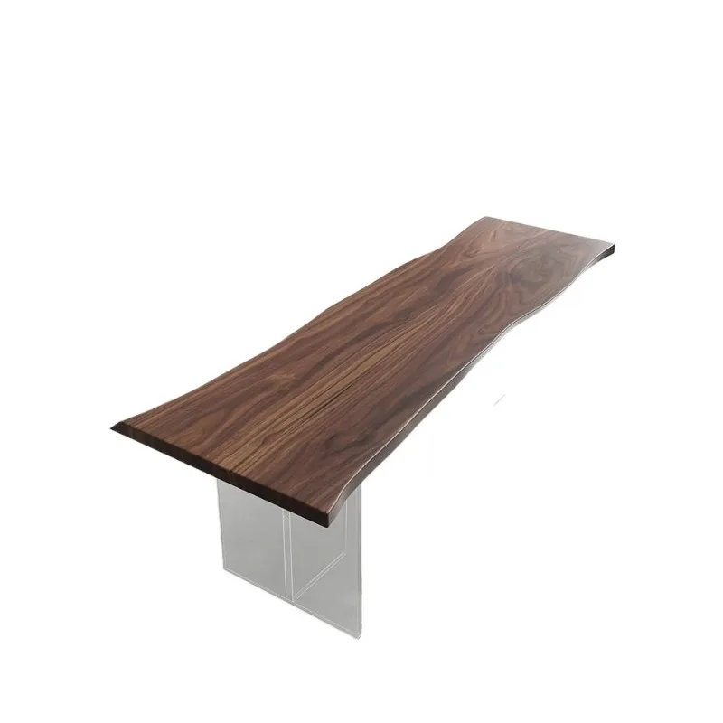 

North American black walnut tea table and chair combination modern simple natural edge tea