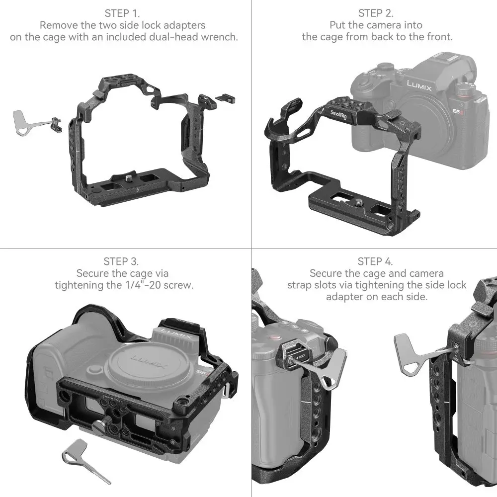 SmallRig Black Mamba Cage for Panasonic LUMIX G9 II / S5 II / S5 IIX 4023 with Arca-Swiss Quick-release Plate