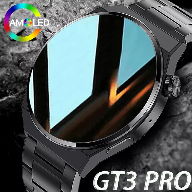 For Huawei Xiaomi NFC Smart Watch Men GT3 Pro AMOLED 390*390 HD Screen Heart Rate Bluetooth Call IP68 Waterproof SmartWatch 2024