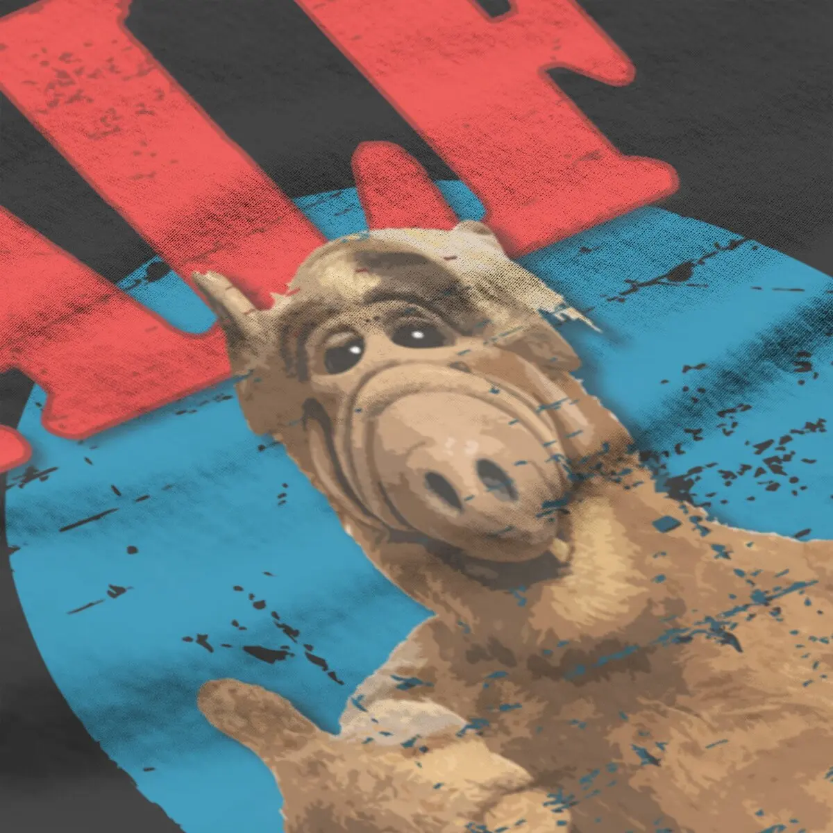 ALF anni '80 vintage alieno movimento T-shirt stampata in puro cotone Camicie grafiche da uomo di grandi dimensioni