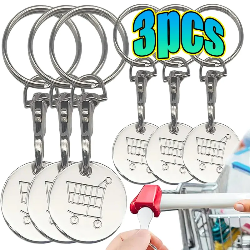 Practical Metal Portable Supermarket Universal Durable Tokens Shopping Trolley Remover Keyring Token Chip with Carabiner Hook