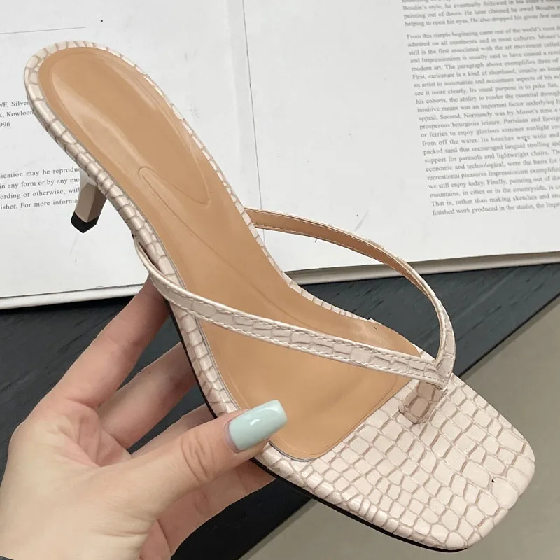 Pumps Shoes Low Heel Slides Slippers Woman Flip Flops 2024 Summer Female Casual Outdoor Ladies Heeled Sandals Big Size Footwear