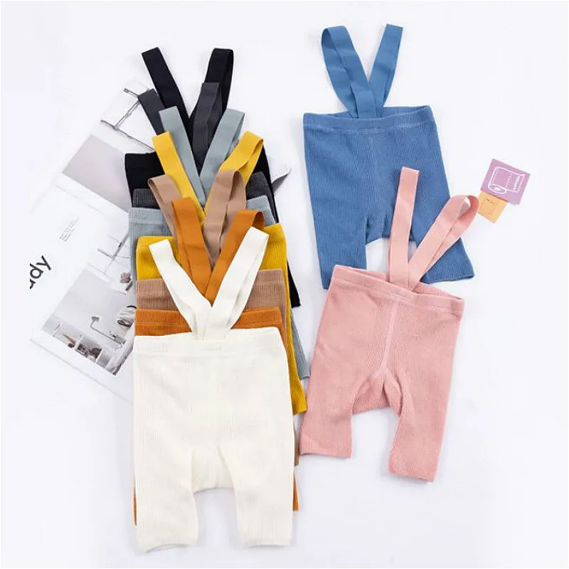 0-4Y Fashion Baby Softs Solid Color Suspender Pantyhose Toddler Boys Girls High Waist Knitted Cotton Stockings Overalls Leggings