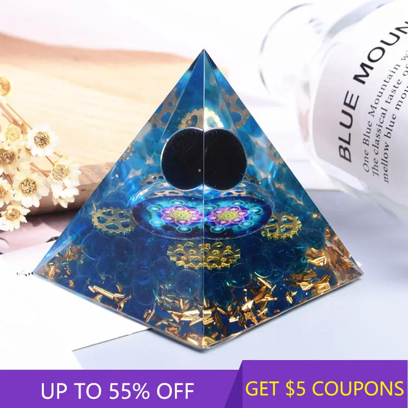 

AAA Natural Orgonite Pyramid Tower Obsidian Quartz Crystal Sphere Ball Mechanical Map Orgone Stone Healing Meditation Decor Gift