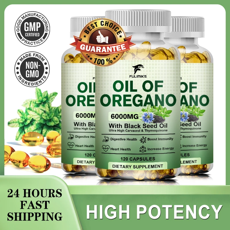 Oil of Oregano Softgel | Oregano Oil with Black Seed Oil, 4X Strength Carvacrol & Thymoquinone | Antioxidant & Immune Support