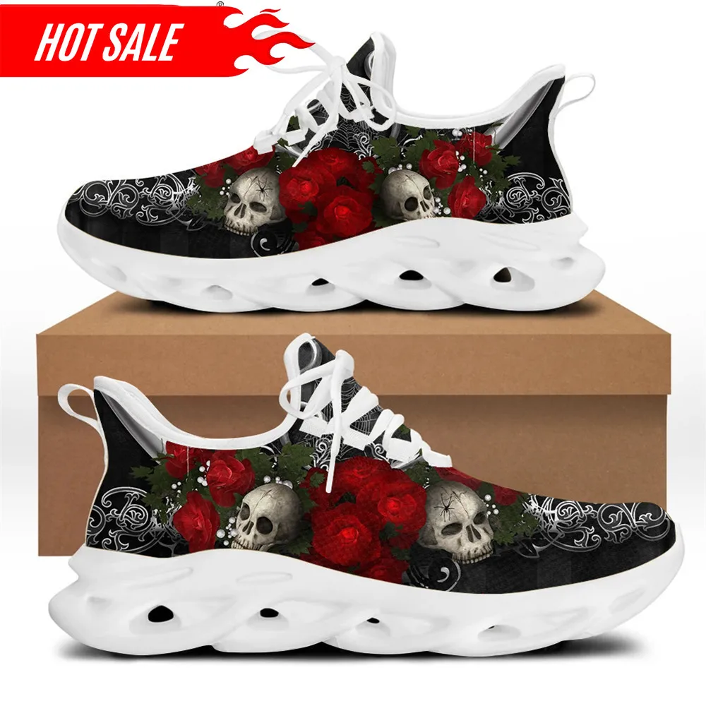 Women Sneakers Gothic Skull Rose Printing Flats Shoes Classic Quick Dry Summer/Autumn Ladies Comfort Casual Footwear