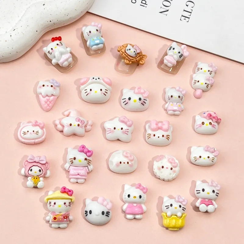 

10pcs Hello Kitty Decoration Cute Cartoon Cute Skirt DIY Hair Clip Nail Materials Desktop Accessories Student Gift Wholesale